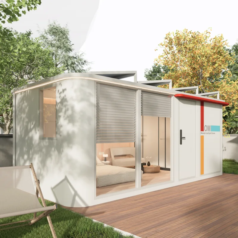 Casa pré-fabricada no pátio